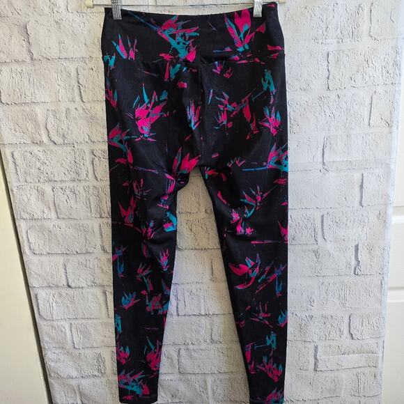 Adidas Women's Floral Pink And Blue All Over Print Tech Leggings Medium - Picture 4 of 14